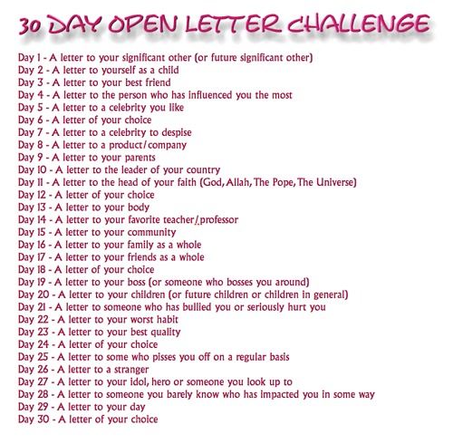30 Day Letter Challenge